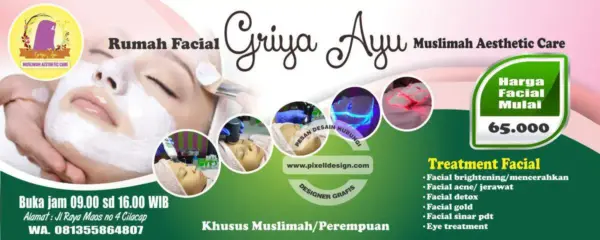 desain banner spanduk iklan spa skincare salon kecantikan muslimah