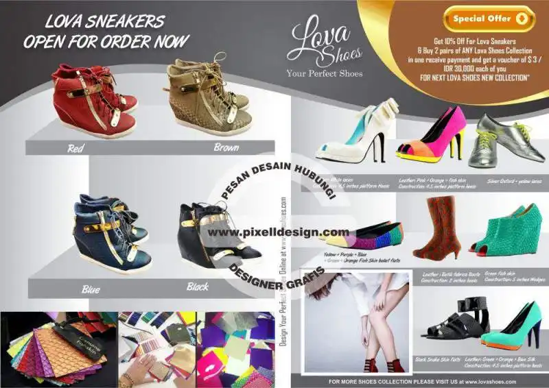 desain brosur flyer iklan katalog produk fashion sepatu