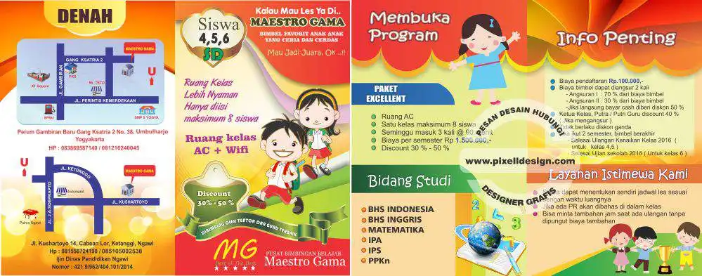 Brosur iklan pendidikan bimbel les kusus