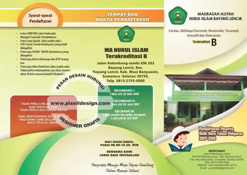 desain brosur flyer iklan penerimaan pendaftaran siswa baru pesantren 