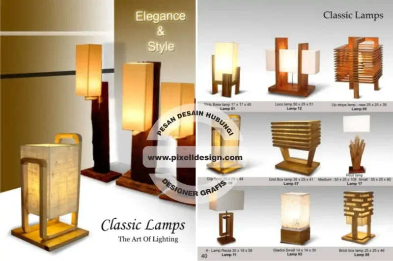desain brosur flyer iklan produk kerajinan lampu hias
