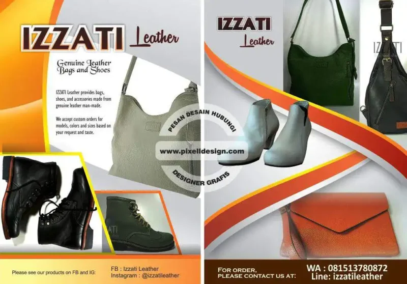 desain brosur flyer iklan produk tas kulit leather 3