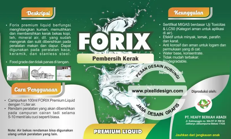desain label cairan pembersih forix