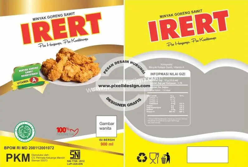 desain label kemasan minyak goreng irert kuning