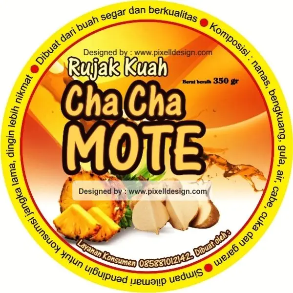 desain label minuman cha cha