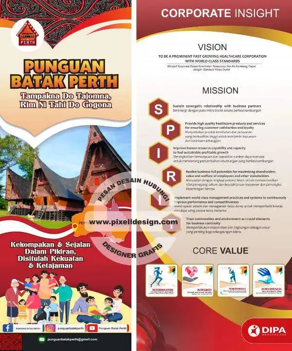 desain stand roll banner organisasi perkumpulan